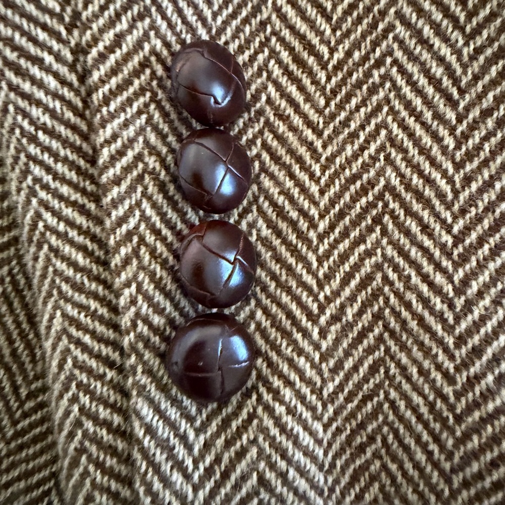 Ralph Lauren Brown Herringbone Wool Blazer with Suede Elbow Patches - Picture 4 of 11
